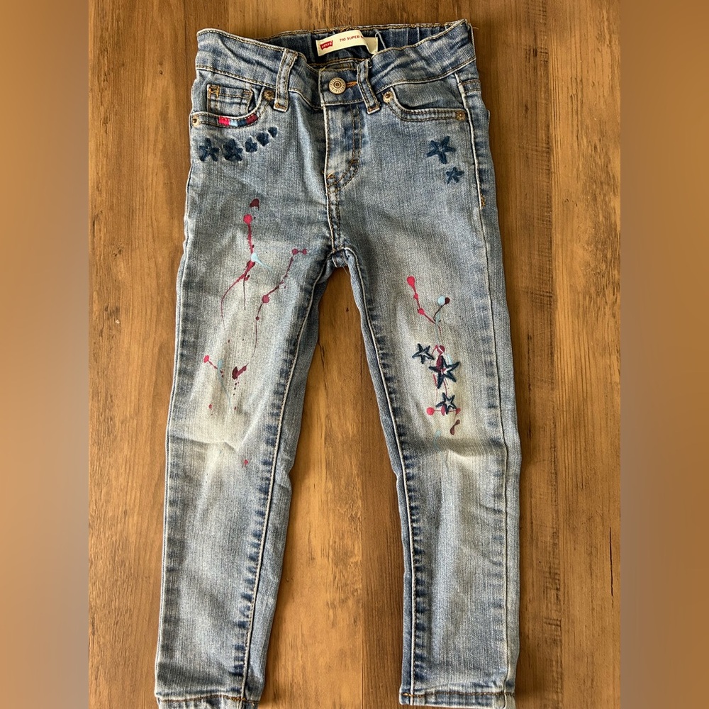 Levi's Blue Slim Fit Jeans with Distressed Details